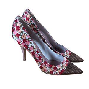 Louis Vuitton Multicolor Floral Print Satin Pointed Toe Pumps Heels Size 39
